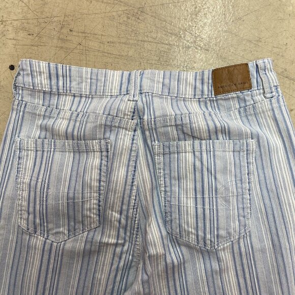 American Eagle Womens Jeans Size 6 28x27 Mom Jeans Stripe Blue White - Picture 11 of 13